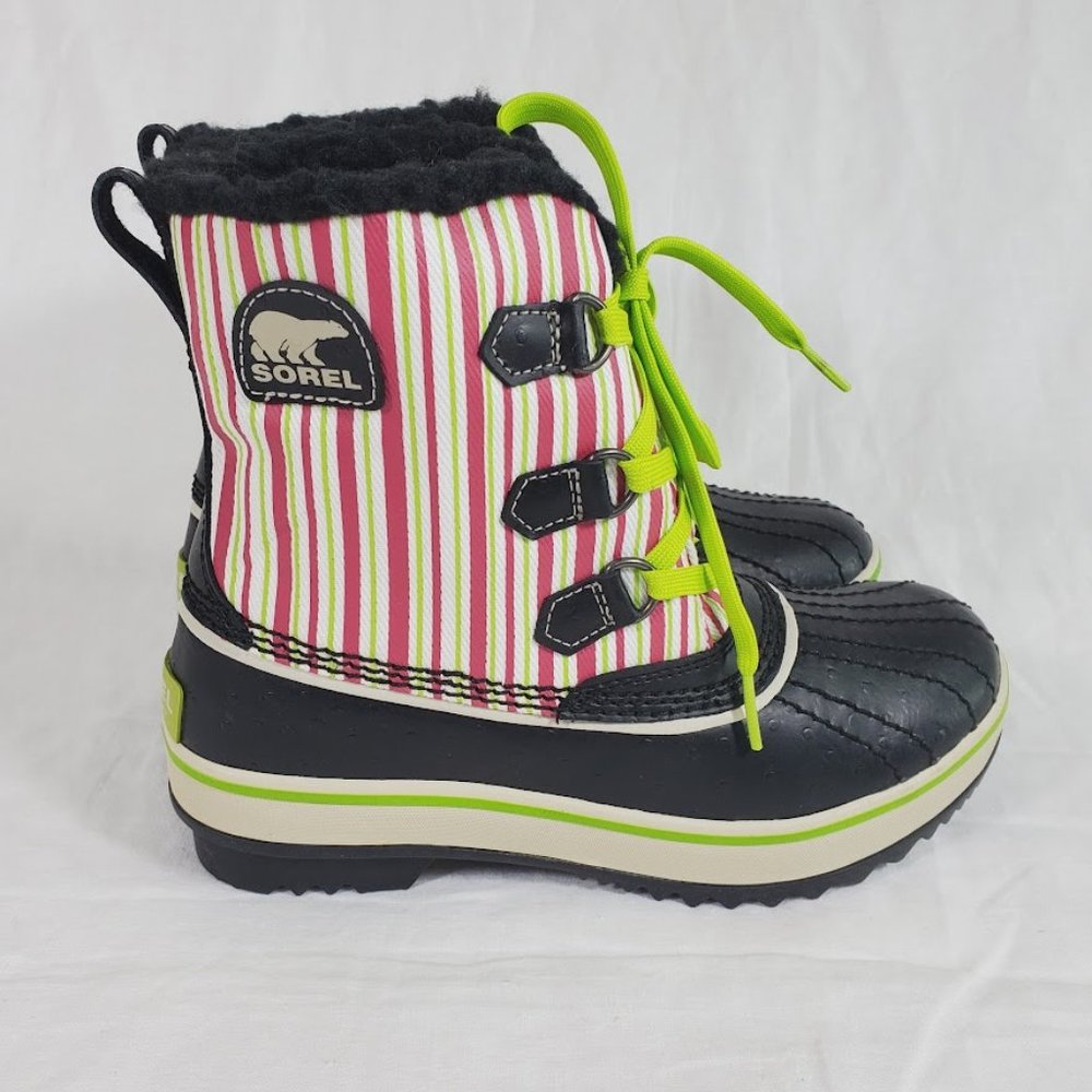 Sorel Tivoli Pac Winter Boots Size Girls Youth 4 Pink Stripe Sesame NWT
